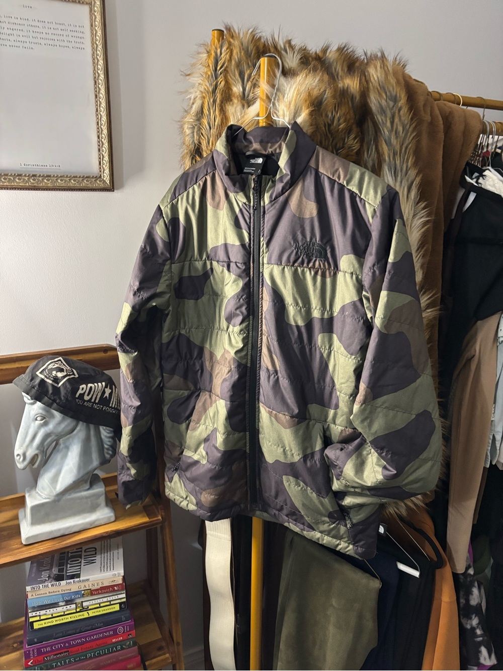 The North Face Men's Camo Puffer Jacket - Olive/Brown